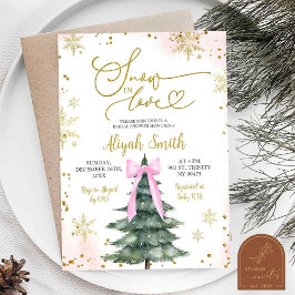 Invitación Nieve rosa de invierno en la ducha de novias enamo