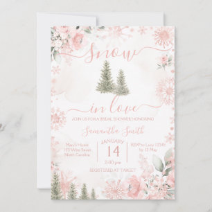 Invitación Nieve Rosa en Amor Nieve Copos de Nieve Despedida 