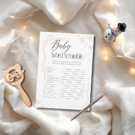 Invitación Nieve Taupe Bow Bebé Palabra Cramble juego