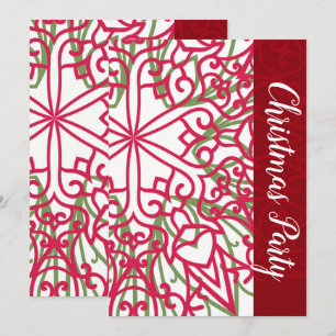 Invitación Nieve verde y roja navideña moderna de fiesta