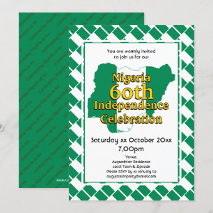 Invitación NIGERIA 60ª INDEPENDENCIA  Bandera nigeriana