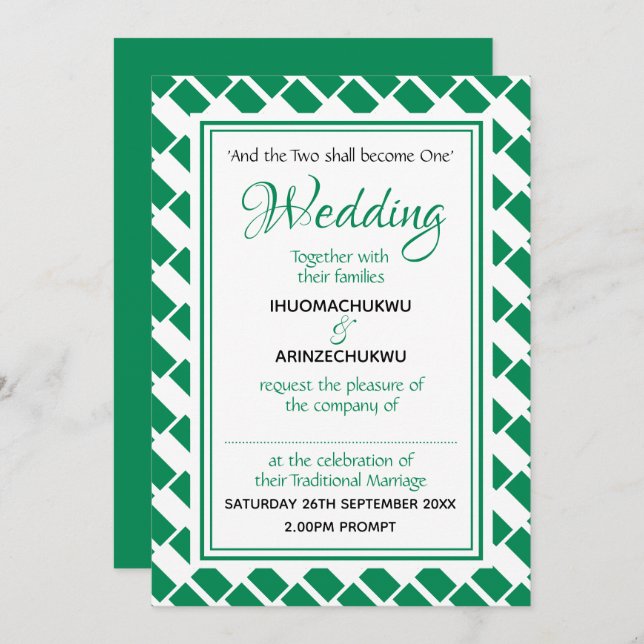 Invitación NIGERIA FLAG Boda nigeriano personalizado con esti (Anverso / Reverso)
