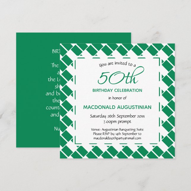 Invitación NIGERIA FLAG Personalizada 50 cumpleaños (Anverso / Reverso)