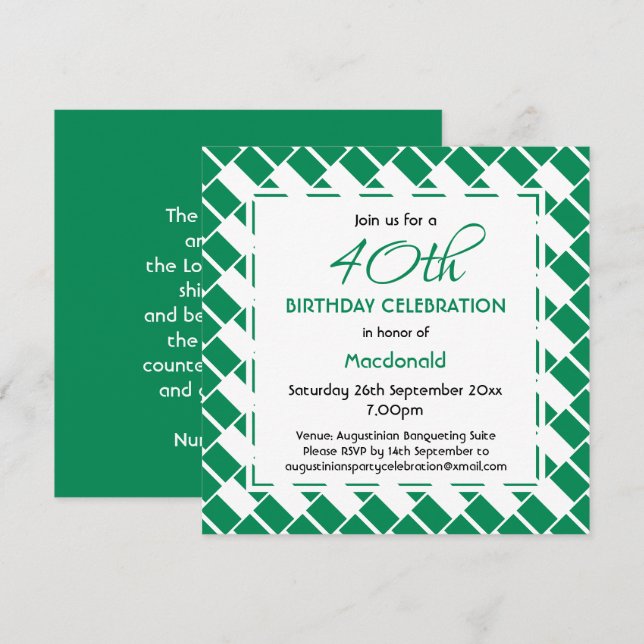 Invitación NIGERIA FLAG Personalizado 40 Fiesta de cumpleaños (Anverso / Reverso)