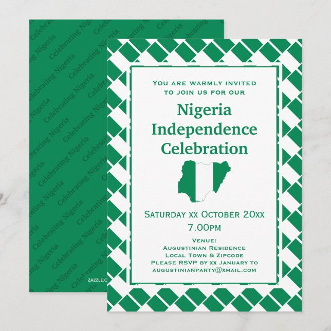 Invitación NIGERIA INDEPENDENCIA CELEBRACIÓN Bandera Nigerian (Anverso / Reverso)