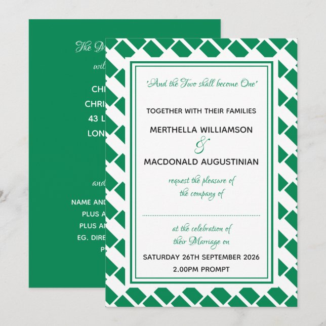 Invitación NIGERIA Patriótica Scripts Boda personalizado (Anverso / Reverso)