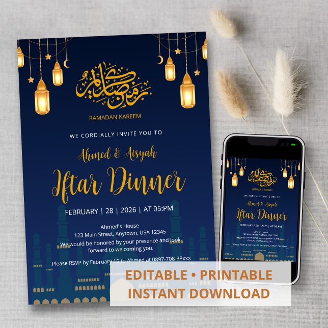 Invitación Night Sky Mosque Silhuette Iftar Dinner (Subido por el creador)