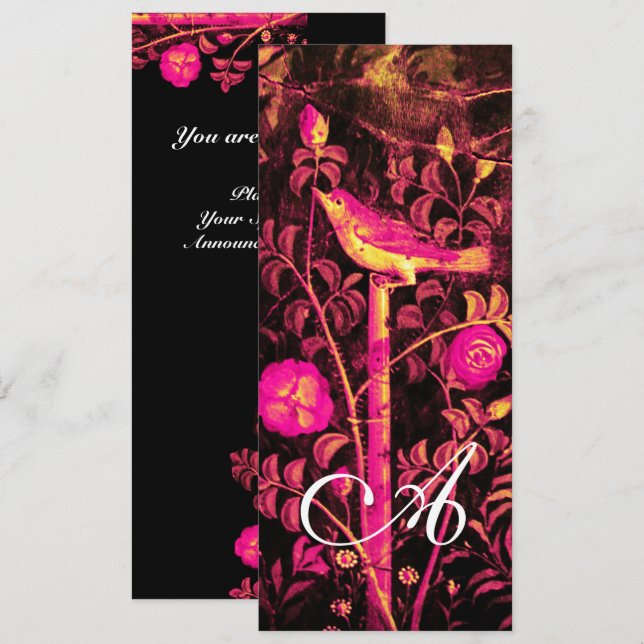 Invitación NIGHTINGALE, ROSAS MONOGRAM Rojo Oro Negro Amarill (Anverso / Reverso)