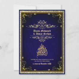 Invitación NIKAH - Boda islámico caligrafía oro azul