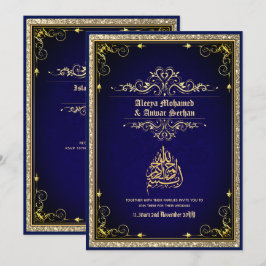 Invitación NIKAH - Boda islámico caligrafía oro azul