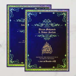 Invitación NIKAH - Boda islámico caligrafía oro azul