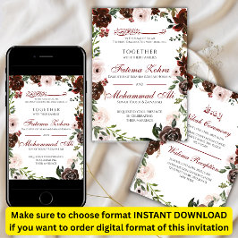Invitación Nikah, Boda musulmán de la rosa roja radiante