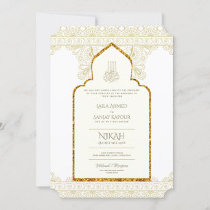 Invitación NIKAH - Boda Oro de la Mezquita Islámica Ornate