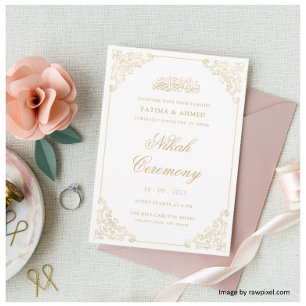 Invitación Nikah Faux Gold Boda musulmana islámica