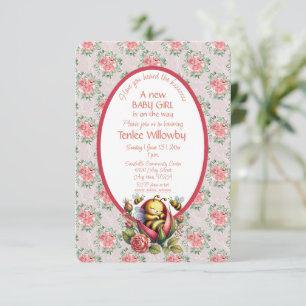Invitación Niña Abeja Durmiendo En una Rosa