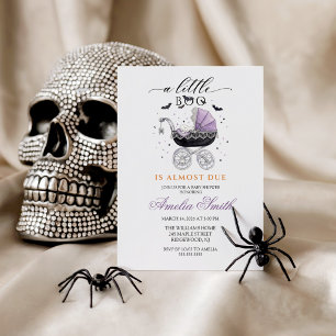 Invitación Niña Acuarela Halloween Baby Shower Little Boo