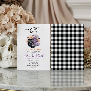 Invitación Niña Acuarela Halloween Baby Shower Little Boo