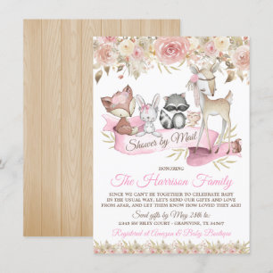 Invitación Niña Animales del Bosque Baby Shower por Correo