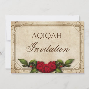 Invitación Niña Aqiqah Rosas Rústicas Vintage