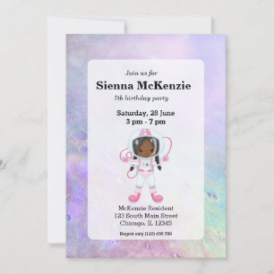 Invitación Niña astronauta espacio exterior