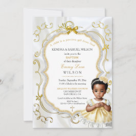 Invitación Niña Baptismo Comunión Cristiana Oro Blanco