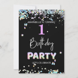 Invitación *~* NIÑA BEBÉ 1er cumpleaños de arcoiris