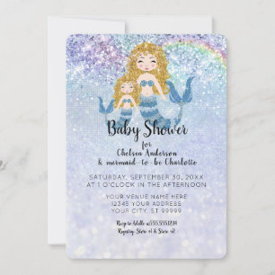 Invitación Niña bebé azul rubia de las sirenas bajo el mar