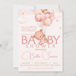 Invitación Niña bebé bebe de oso rosa