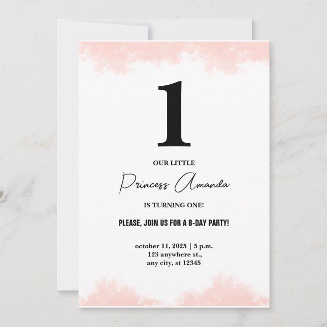 Invitación Niña Bebé convirtiendo un simple y elegante primer (Anverso)