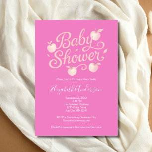 Invitación Niña bebé de las manzanas rosadas Baby Shower