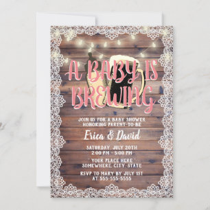 Invitación Niña bebé elabora Baby Shower de madera con un rit