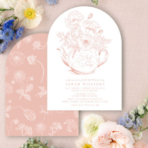 Invitación Niña Bebé está preparando una Ducha Floral Rosa Vi
