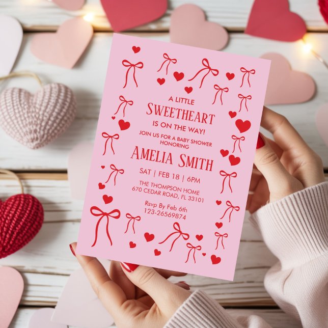 Invitación Niña bebé garabateada San Valentín Corazón Rojo Du (Subido por el creador)