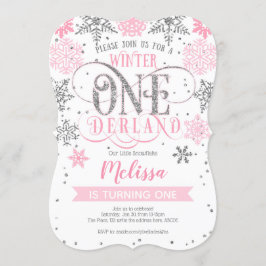 Invitación Niña Bebé, Invierno de Onederland Primer cumpleaño