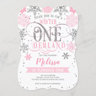 Invitación Niña Bebé, Invierno de Onederland Primer cumpleaño