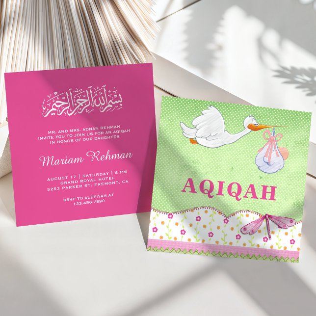 Invitación Niña Bebé Pájaro Lindo Aqiqah (Subido por el creador)