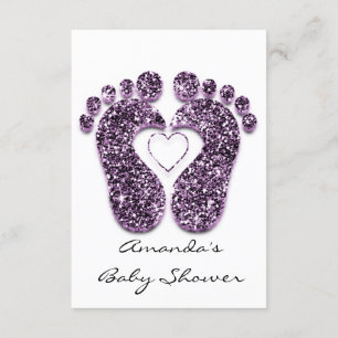 Invitación Niña Bebé Pies Violeta De Minimalismo Blanco