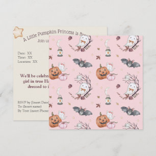 Invitación Niña bebé prepara Baby Shower Square de Halloween