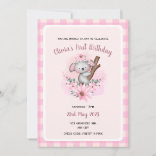 Invitación Niña Bebé Primer cumpleaños Maravilloso rosa
