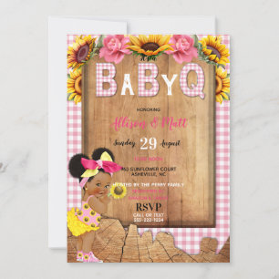Invitación Niña Bebé Rosado Amarillo Girasol Bebé Q Barbacoa