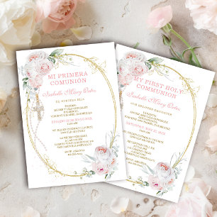 Invitación Niña bilingüe español inglés Primera Comunión