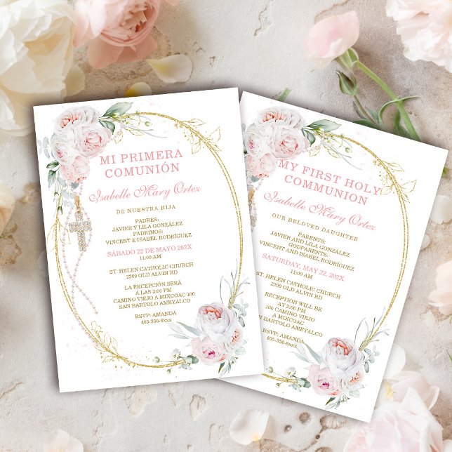 Invitación Niña bilingüe español inglés Primera Comunión (Subido por el creador)
