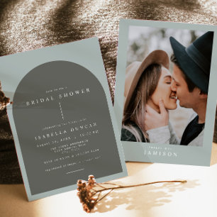 Invitación NINA Bohemira Arch Sage Green Photo Bridal