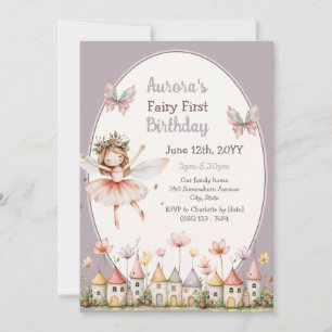 Invitación Niña Boho Bebé Cumpleaños Caprichoso Hada Primero