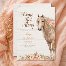 Niña Caballo Floral Melocotón Cumpleaños 5