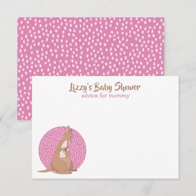 Invitación Niña canguro ducha rosa (Anverso / Reverso)