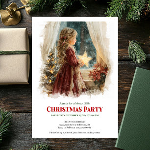 Invitación Niña caprichosa espera a Santa editable navidad  