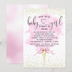 Invitación Niña Chupito y Ver Algodón de Azúcar Baby Shower