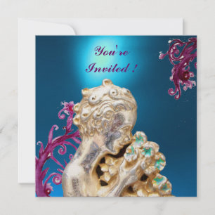 Invitación NIÑA CON FLORES ,Zafiro Azul
