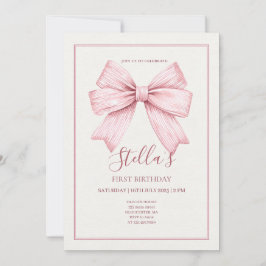 Invitación Niña con lazo rosa primero